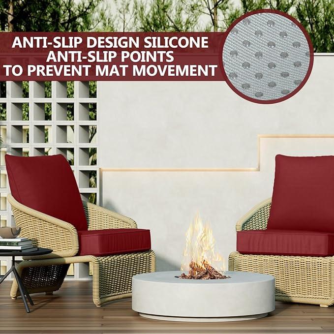 24" x 24" x 6" Outdoor Deep Seat Cushions Set - 4 Set Waterproof & Fade Resistant Patio Furniture Replacement Cushions, Non-Slip Outdoor Cushions Fit Loveseats, Couches, Chairs, and Sofas.
