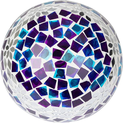 Alpine Corporation HMD218 Mosaic Gazing Globe with Mirrored Floral Pattern Decoration for Garden, Patio, and Lawn, 12" H
