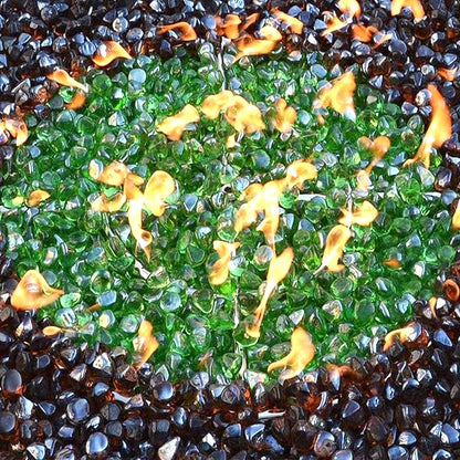 Mr. Fireglass 10 Pounds Blended Fire Glass Diamonds for Fireplace Fire Pit & Lanscaping - 1 inch Emerald Green Fire Rocks (Pack of 2)