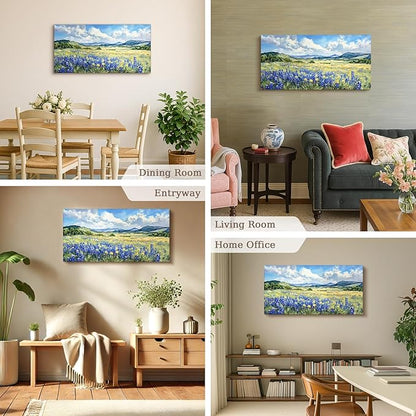 SERIMINO Nature Landscape Wall Art, Wilderness Meadow Wildflower Large Artwork, Rural Scenic Canvas Art Prints, Bright Natural Scenery Pictures Wall Decor Living Room Bedroom Rustic Farmhouse 20"X40"