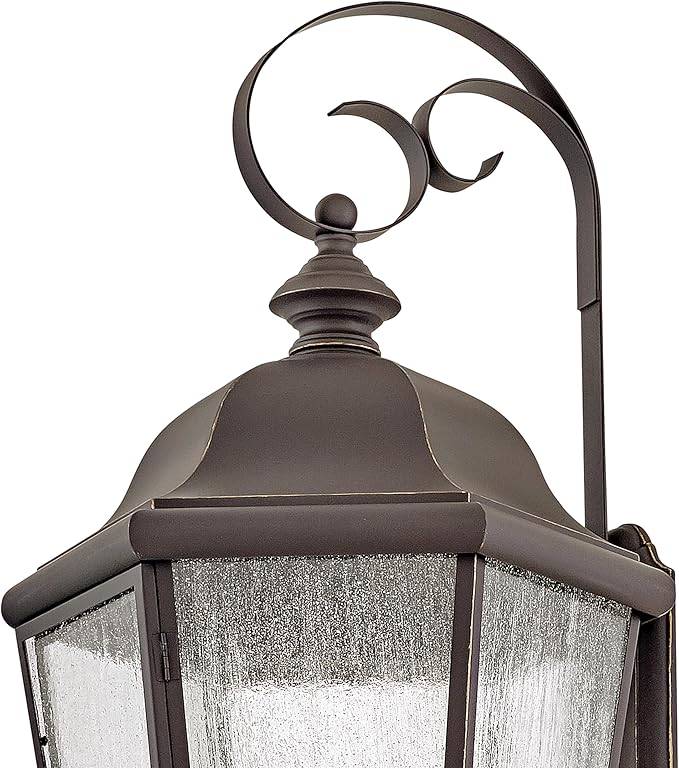 Hinkley Edgewater Outdoor Extra Large Wall Mount Lantern - Clear Seedy Glass, Aluminum - Oil Rubbed Bronze Finish
