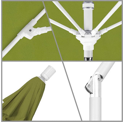 California Umbrella 11Ft Fiberglass Rib Patio Umbrella, Hand-Crank, Tilt-Collar, White Frame, Solution Dyed Kiwi Fabric