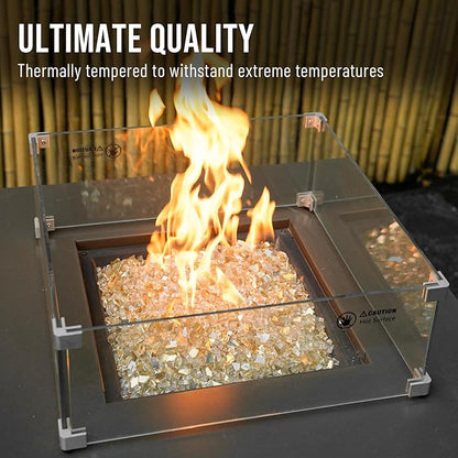 Skyflame High Luster 10-Pound Fire Glass Fire Pit Fireplace Landscaping, 1/4 inch Gold Reflective