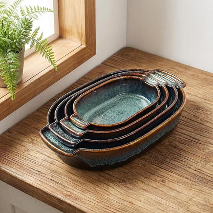 Ceramic Oval Casserole Baking Dish, 1 Quarts Baking Dish for Oven, Lasagna Pans, Oven Safe Durable Bakeware for Kitchen Home Decor, Banquet and Dinner, 1 pieces 10 x 6 Inch