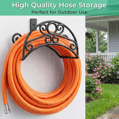 TomCare Garden Hose Holder Wall Mount Water Hose Holders Holds 150 FT Hoses Heavy Duty Metal Hose Hanger Decorative Garden Hoses Storage Organizer Reels for Outside Yard