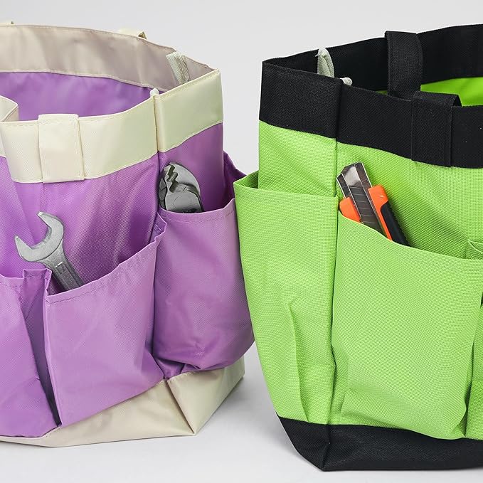 HARFINGTON Garden Tool Bag 11.2" x 5" x 11" Large Oxford Waterproof with Pockets Garden Tote Bag Gardening Plant Tool Organizer Storage Carrier Store for Outdoor Women Men, Green