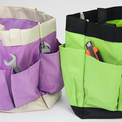 HARFINGTON Garden Tool Bag 11.2" x 5" x 11" Large Oxford Waterproof with Pockets Garden Tote Bag Gardening Plant Tool Organizer Storage Carrier Store for Outdoor Women Men, Green