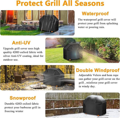 Aoretic Grill Cover, 60 inch BBQ Gas Grill Cover for Outdoor Grills, Charbroil Covers Barbecue Waterproof, Anti-UV for Weber Char-Broil Monument, Dyna-glo Nexgrill