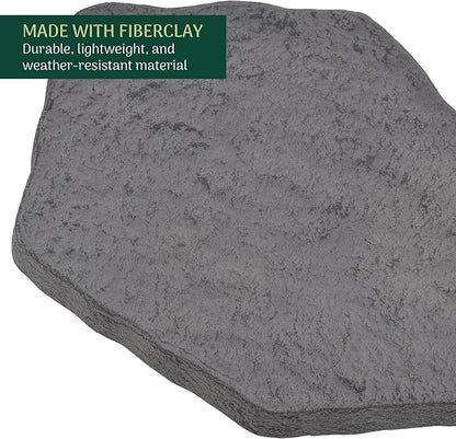 Arcadia Garden Products Set of 4, 16x17” Dark Gray Stepping Stone Fiberclay Pavers, Outdoor Garden Natural Repeatable Pattern Pathway, Faux Stone Decorative Landscaping Walkway