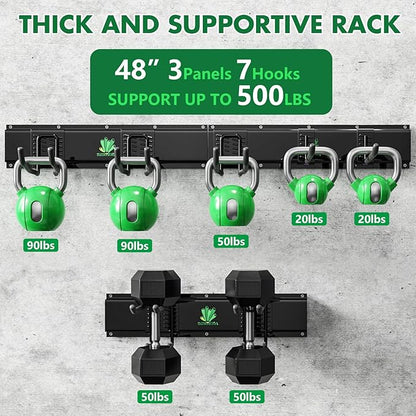 48" Garage Tool Organizer Wall Mount - 500lbs Garden Tool Organizer with Adjustable Hooks, Heavy Duty Metal Garage Storage Rack
