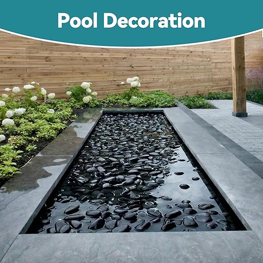 20lbs Black Rocks for Planters, 2-3 Inch Decorative Rocks for Potted Plants, Polished Garden Stones for Outdoor Landscaping, Walkways, Yard, River Rocks for Flower Pots, Vase