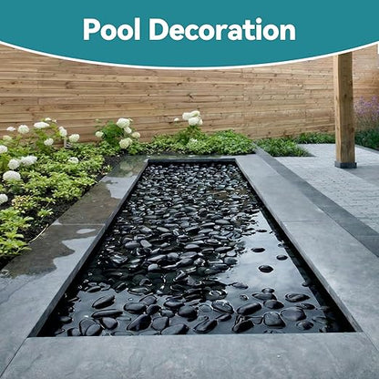 20lbs Black Rocks for Planters, 2-3 Inch Decorative Rocks for Potted Plants, Polished Garden Stones for Outdoor Landscaping, Walkways, Yard, River Rocks for Flower Pots, Vase