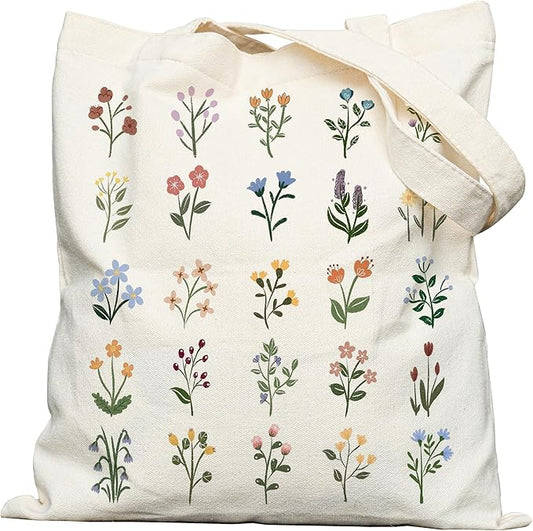 Canvas Tote Bag with Aesthetic Prints, Cute Tote Bag for Women Girls with Wide Strap, Gifts for Cat Book Lovers