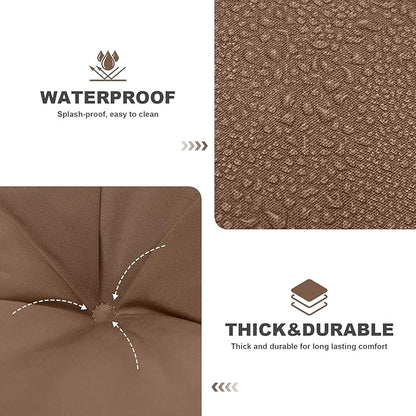 Porch Swing Cushions,Outdoor Cushions 3 Seater Replacement with Backrest, Waterproof Thickened Bench Cushion with Ties for Porch, Patio,Outdoor, Backyard and Garden (Coffee 40 * 40 in)