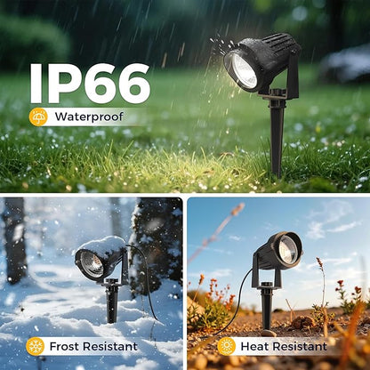 L LOHAS LED 5W Dusk to Dawn Outdoor Lighting, Auto On/Off 6000K Landscape Outdoor Spotlight, IP66 Waterproof Plug in Spot Lights for Yard, Garden, House, Pathway, Plant, UL Listed (4 Pack)