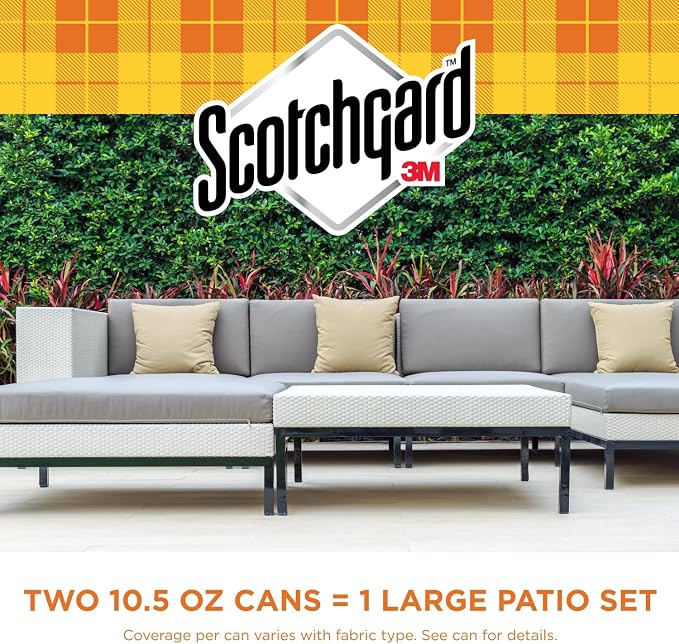 Scotchgard Water & Sun Shield Outdoor Fabric Protector Spray – UV Blocking & Waterproofing Fabric Guard for Patio Furniture, Cushions, Umbrellas, Boat Covers & More, 10.5 oz Aerosol (Pack of 2)