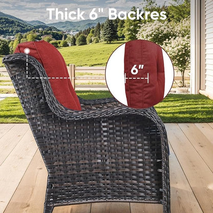 Patio Chair Cushions 4 Packs - Outside High Back Thick Water-Resistant Cushion 22x24 with Zipper Cover for Outdoor Glider Rocking Chairs Loveseat Couch – Red/Buckle