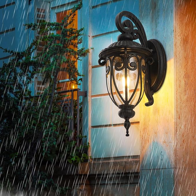 Large Dusk to Dawn Outdoor Wall Light for Garage, 23 Inch Bronze Exterior Wall Lantern Sconce for Porch, Waterproof Aluminium Light Fxitures for Outside House, Entryway, Front Door