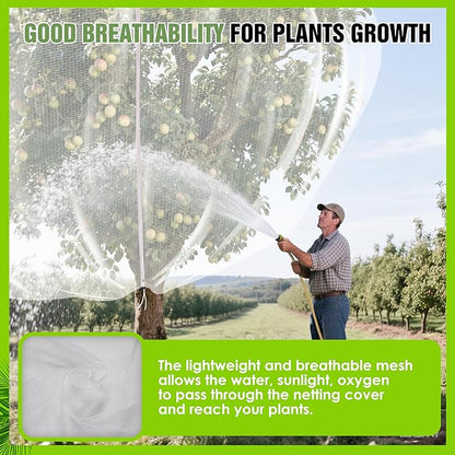 10 X 14FT Large Fruit Tree Netting, Tree Nets for Fruit Trees with Zipper and Drawstring, Insect Netting Barrier for Garden Blueberry Bushes Cherry Peach Apple Protection from Squirrels Birds Pests