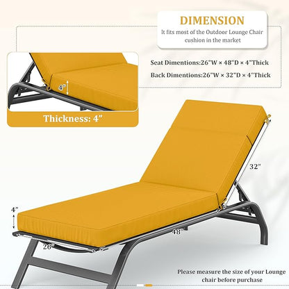 Chaise Lounge Cushions Outdoor, 80" L X 26" W X 4" D Lounge Chair Cushions for Outdoor Furniture, High-Density Foam Outdoor Chaise Cushion-Waterproof Fade-Resistant ThickPatio lounge chair cushion