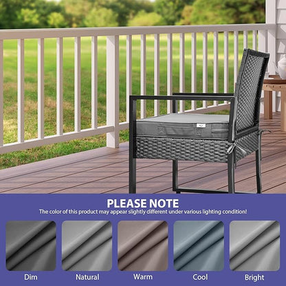 Outdoor Chair Cushions Set of 4 -Waterproof Outdoor Seat Cushions for Patio Furniture, Patio Chair Cushion with Handle and Ties, Square Out Door Chair Pads,17" x 16" x 2", Grey