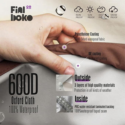 3-Seater Outdoor Couch Cover,76Wx32Dx31H Inches Patio Furniture Covers, Heavy Duty Covers for Outdoor Furniture Covers Waterproof, Beige&Brown