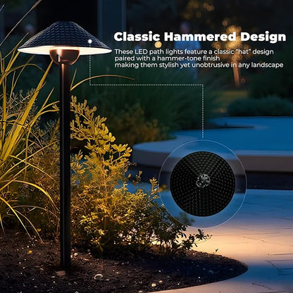 Gardencoin Low Voltage Landscape Lights 12V Outdoor LED Pathway Lighting 4W 2700K Warm White Path Light Waterproof Aluminum Garden Walkway Light with Replaceable Bulb (6.7'' Shade, 20'' Tall), 12 Pack