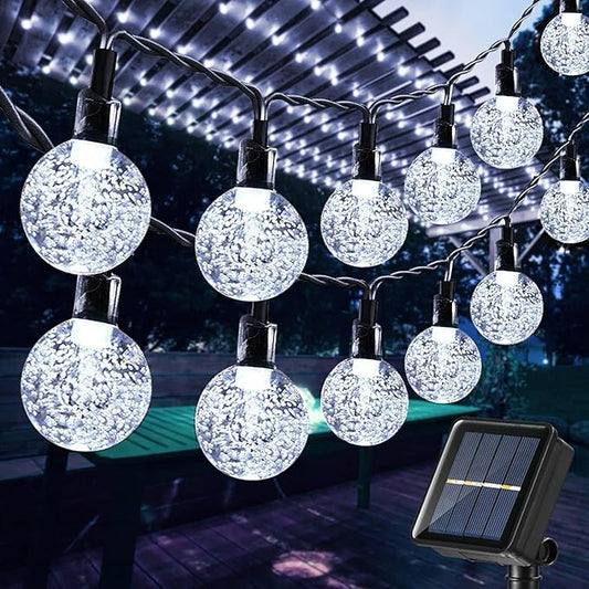 Toodour Solar String Lights Outdoor, 36ft 60 LED Globe String Light with 8 Mode, Waterproof Crystall Ball Lights Solar Patio Lights for Garden, Lawn, Patio, Gazebo, Yard, Outdoor Decor - Cool White