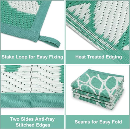 Anidaroel Outdoor Rugs 6x9ft for Patios Clearance Waterproof, Reversible Tropical Plastic Straw Camping Mat Outside Rug, Large Outdoor Area Rug for RV, Porch, Deck, Balcony, Picnic(6'x9')