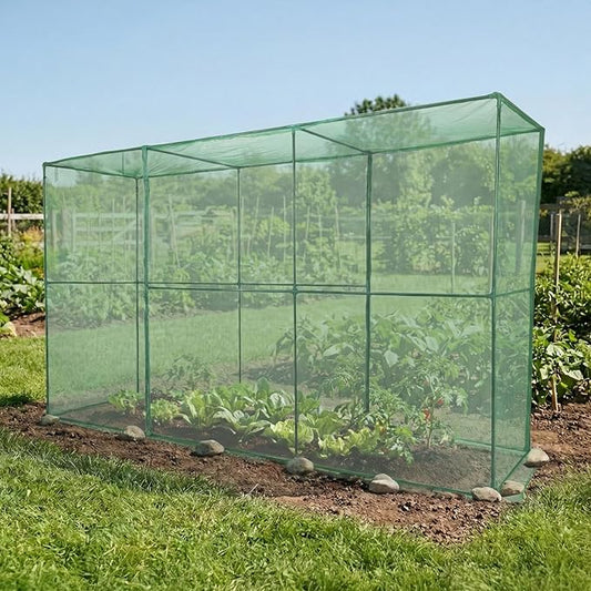 BPS Crop Cages for Garden Plant, 12x4x6 Ft Plant Netting Protection Tent with Zippered Door for Plants, Raised Garden Bed Cover with Frame for Vegetables, Fruits and Flowers