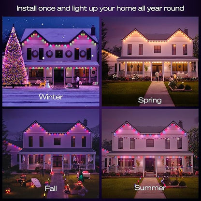 Philips Hue Festavia 90ft Permanent Outdoor String Lights, 48 Dimmable Lights, 55 Lumens Each, Weatherproof, Water-Resistant, White Wire, Color Ambience, Bridge Required