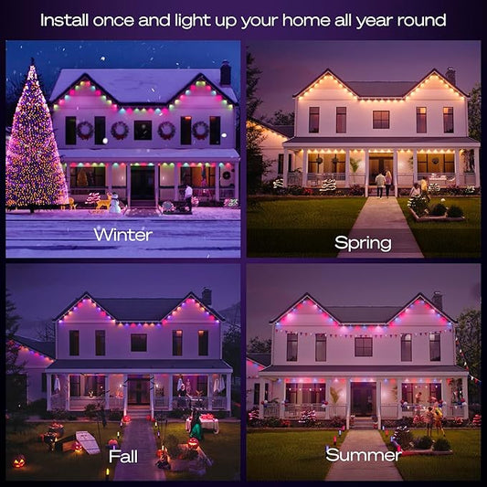 Philips Hue Festavia 90ft Permanent Outdoor String Lights, 48 Dimmable Lights, 55 Lumens Each, Weatherproof, Water-Resistant, White Wire, Color Ambience, Bridge Required