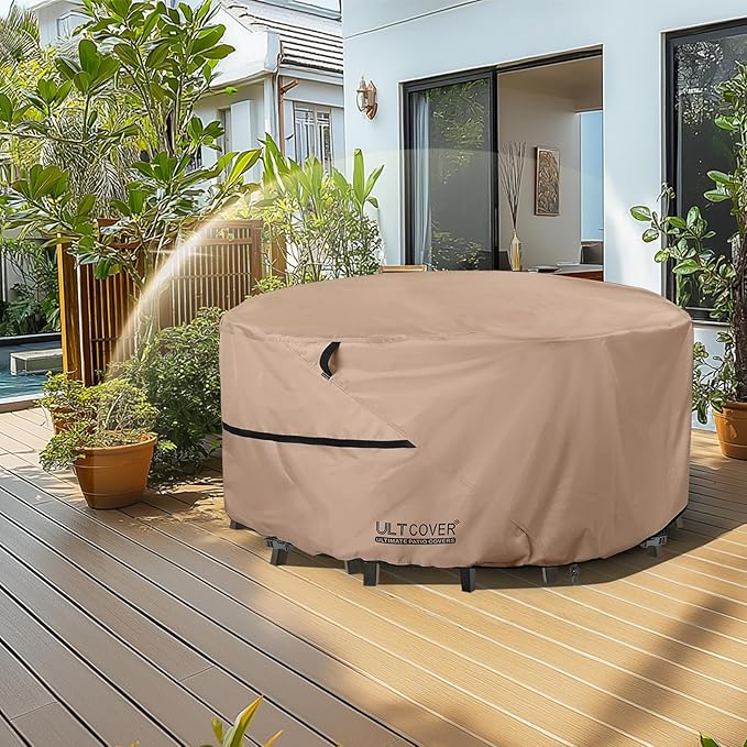 ULTCOVER 48 inch Round Patio Table Cover for Waterproof Outdoor Furniture Set Cover