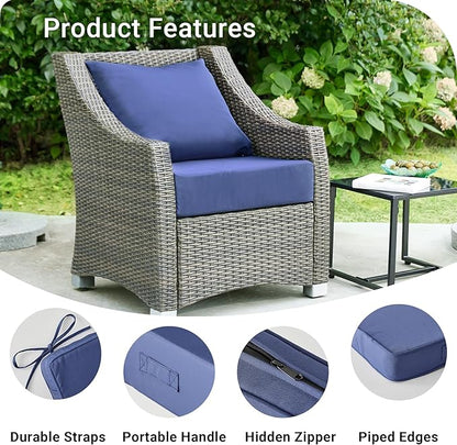 Outdoor Cushions for Patio Furniture,Outdoor Seat Cushion Set 24 x 24 x 4 Inch,Waterproof & Fade Resistant Outdoor Chair Cushions, Patio Chair Cushion, Navy Blue