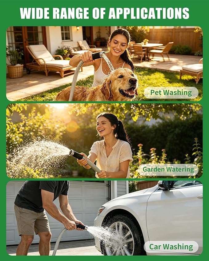 Garden Hose 25ft, Ultra-Light & Flexible Water Hose, Durable, All-Weather, Made of TPU-Drinking Water Safe, Easy to Store & Coil, Kink-Free, Camping, Car Wash, Yard, Garden and Home, Gray