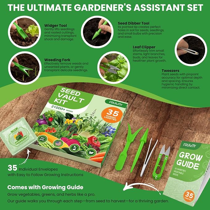 35 Heirloom Seeds Variety Pack - 21000+ Seeds for Planting Vegetables and Fruits, Home Garden Seeds for Hydroponic, Indoor and Outdoor, Unique Garden Starter Set Gift for Mother, Women...