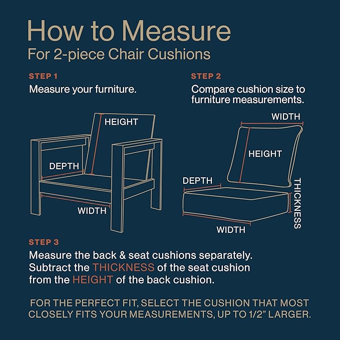 Honeycomb Outdoor Essentials Deep Seat, 24 x 24, Hampton Texture Navy Chair Cushion for Patio Furniture