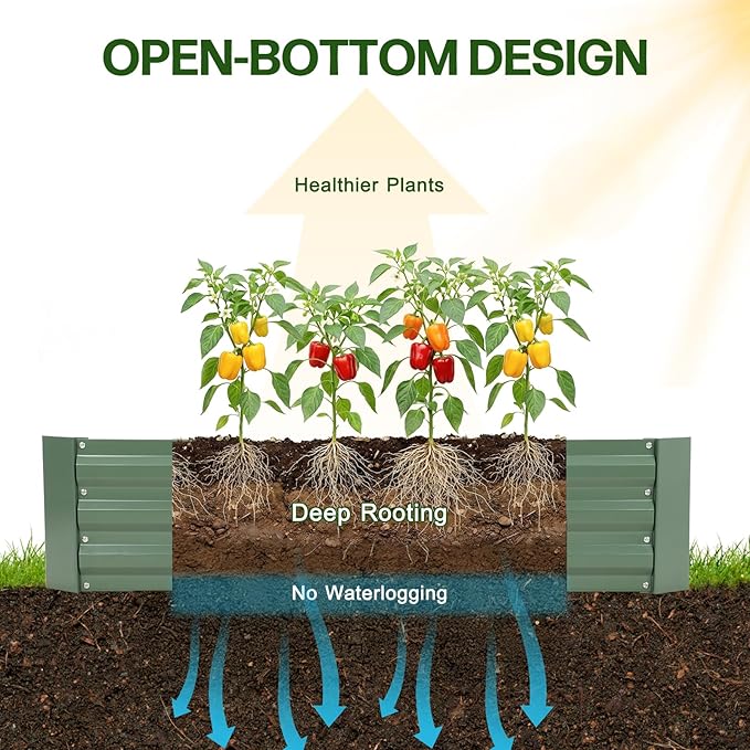 Aoodor 4 x 2 x 1 ft Raised Garden Bed for Patio Garden Lawn, Bed Only, Set of 2
