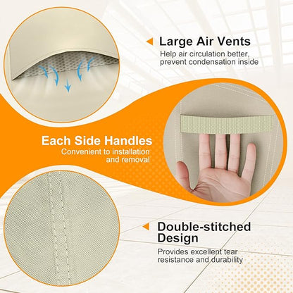 Patio Chair Covers Waterproof Heavy Duty Outdoor Furniture Cover with Air Vents for Lounge Lawn Deep Seat Outdoor Chair Beige & Brown 32W x 37D x 36H Inches (4 Pack)