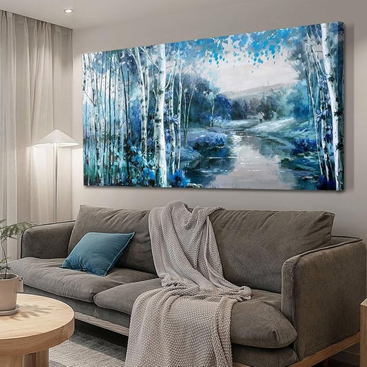 Arjun Tree Large Canvas Wall Art for Living Room Landscape Picture Nature Forest Painting Bedroom, Big Size Artwork Textured Framed Home Office Dining Room Wall Décor 58"x29"