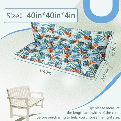 2/3 Seater Swing Replacement Cushion, Waterproof Porch Swing Cushions with Backrest, Thickened Bench Cushions for Outdoor Furniture, for Outdoor Patio Swing (Summer, 40 * 40 in)