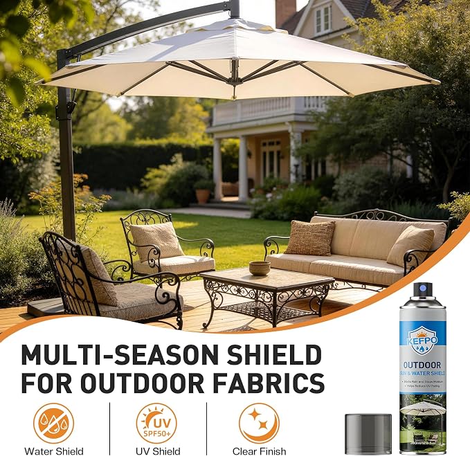Outdoor Fabric Protector Spray: Waterproof & UV Protection for Patio Furniture, Upholstery, Cushions, Umbrellas – Long Lasting Water Shield, 12.8oz