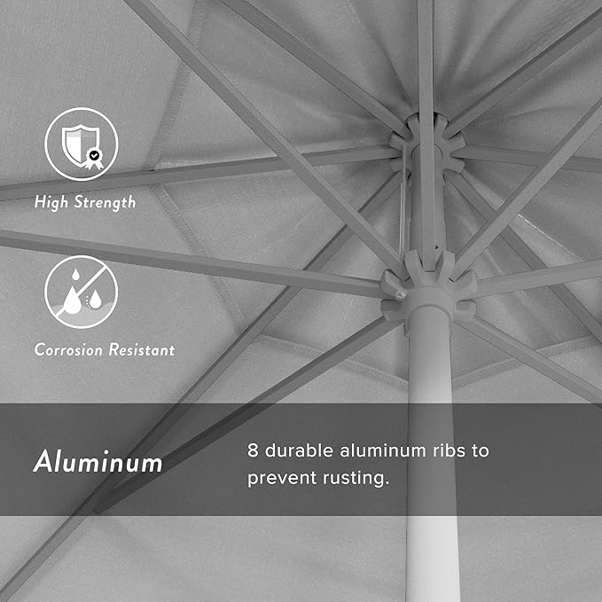 California Umbrella 7.5' Rd Aluminum Patio Umbrella, Crank Lift, Auto Tilt, White Finish