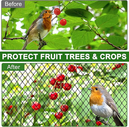 DQS Bird Netting for Garden Protection - 25x25ft Poultry Netting for Chicken Coop, 1” Mesh Heavy Duty Garden Net, Fruit Tree Netting for Blueberry Bushes, Vegetable Against Squirrels, Deer