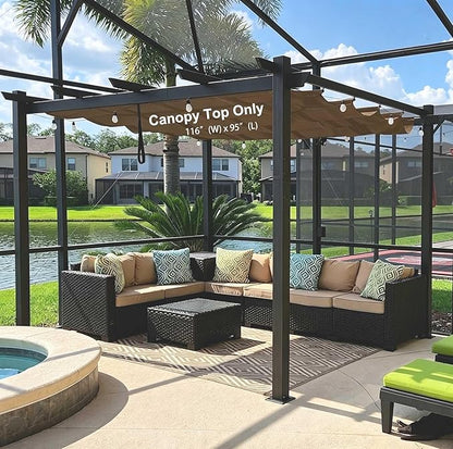 Pergola Shade Cover Replacement Canopy Top Compatible with 10 X 10 ft 6-Bar Pergola Frames - Brown (Canopy Size 116" W x 95" L, Canopy Top Only)