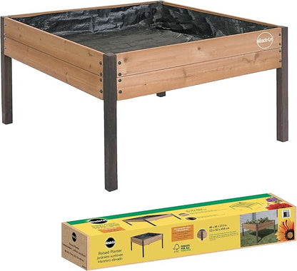 Miracle-GRO 4 x 4 Ft. Wooden Raised Garden Planter, 12.8 Cu. Ft. Above Ground Garden with Powder-Coated Metal Brackets for Decks and Yards