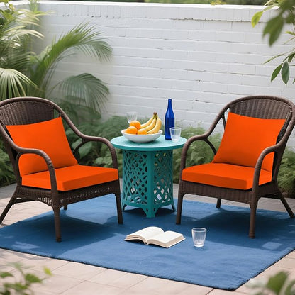 Outdoor Seat Cushion Set 22 x 22 In, Water-Resistant & Fade-Resistan, Patio Furniture Cushions with Removable Cover Deep Seat & Back Cushion with Handle and Adjustable Straps for Chair Sofa,1PC
