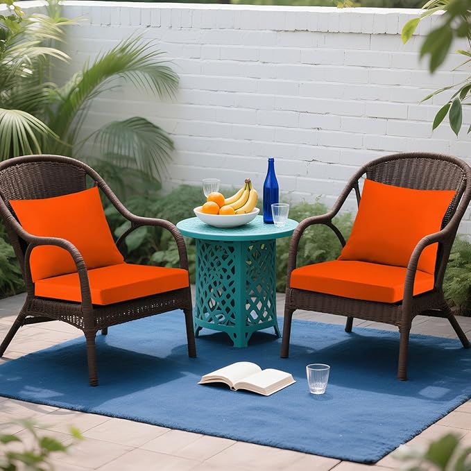 Outdoor Seat Cushion Set 19 x 19 In, Water-Resistant & Fade-Resistan, Patio Furniture Cushions with Removable Cover Deep Seat & Back Cushion with Handle and Adjustable Straps for Chair Sofa,4PC