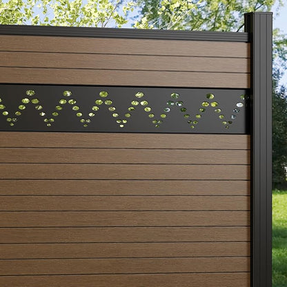 6 Feet×6 Feet Privacy Fence, Outdoor Wood Plastic Composite Fence Panel, Waterproof Security Barriers Fencing, WPC (Brown, Arched (1 Panel - 1 Post))
