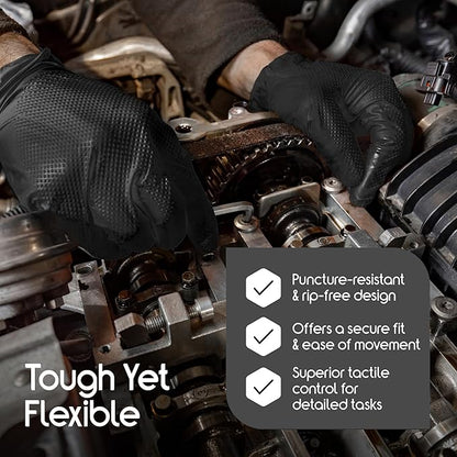 Inspire HEAVY DUTY ORIGINAL Stretch Nitrile Black Gloves Disposable Latex Free | Food, Mechanic, 6mil Black or 8 Mil Orange